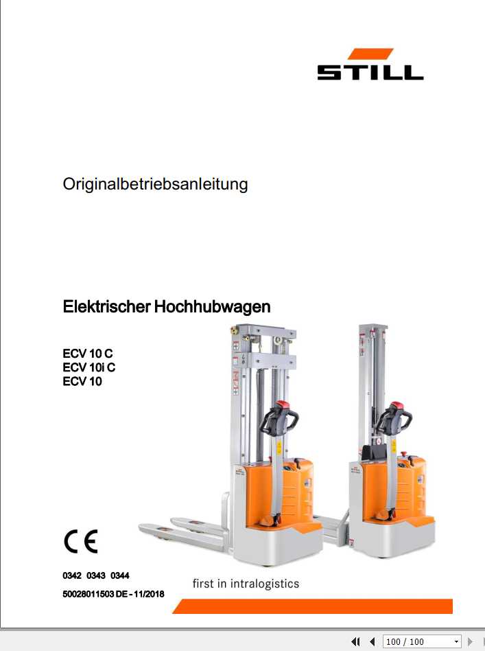 Still Electric Pallet Stacker ECV10C ECV10iC ECV10 Operating Manual DE 1
