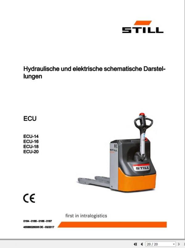 Still Electric Pallet Truck ECU 14 16 18 20 ECU 14 Full Lead Schematic Diagrams DE 1