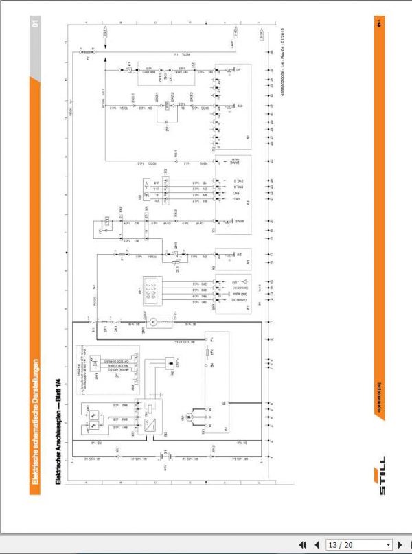 Still Electric Pallet Truck ECU 14 16 18 20 ECU 14 Full Lead Schematic Diagrams DE 2