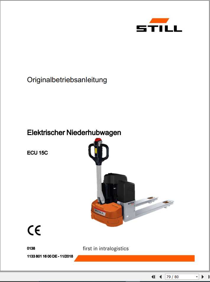 Still Electric Pallet Truck ECU 15C 0138 Operating Manual DE 1