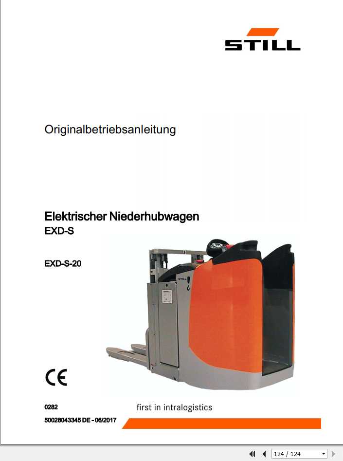 Still Electric Pallet Truck EXD S 20 0282 Operating Manuals DE 1