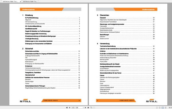 Still Electric Pallet Truck EXD SF 20 Operating Manuals DE 2