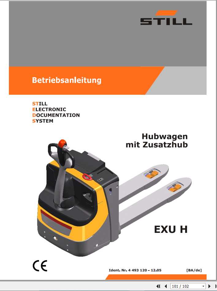 Still Electric Pallet Truck EXU H 0202 Operating Manual DE 1