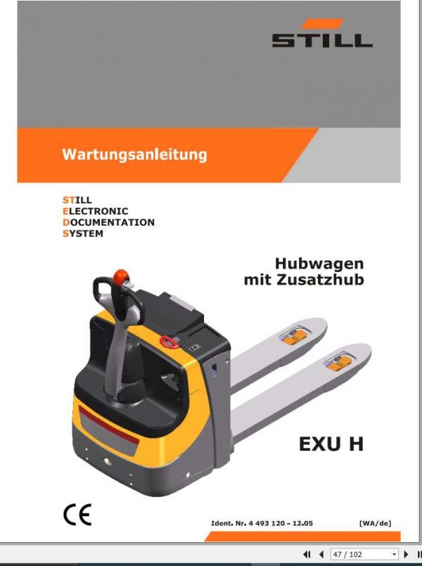 Still Electric Pallet Truck EXU H 0202 Operating Manual DE 2