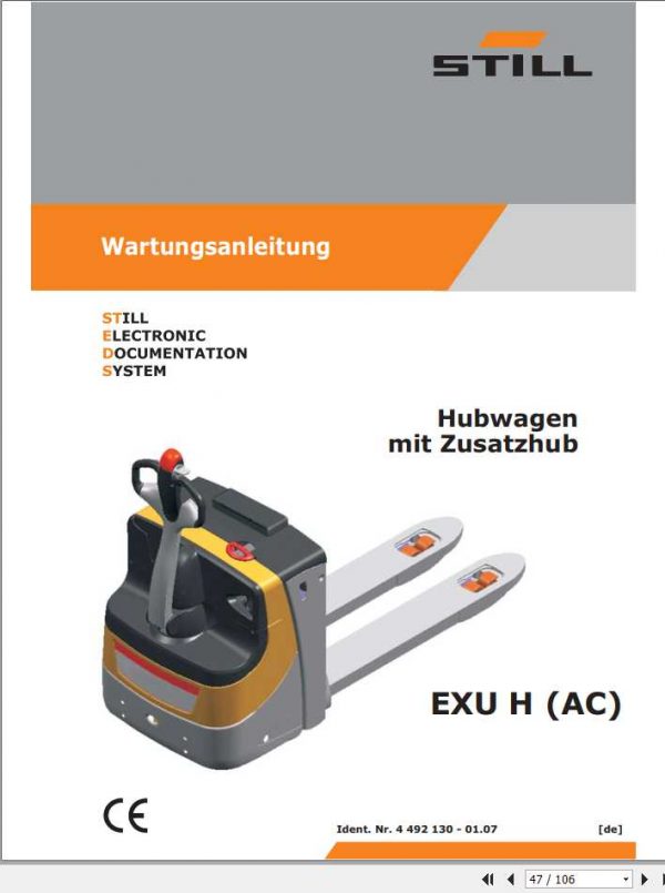 Still Electric Pallet Truck EXU H AC Operating Maintenance Manual DE 2