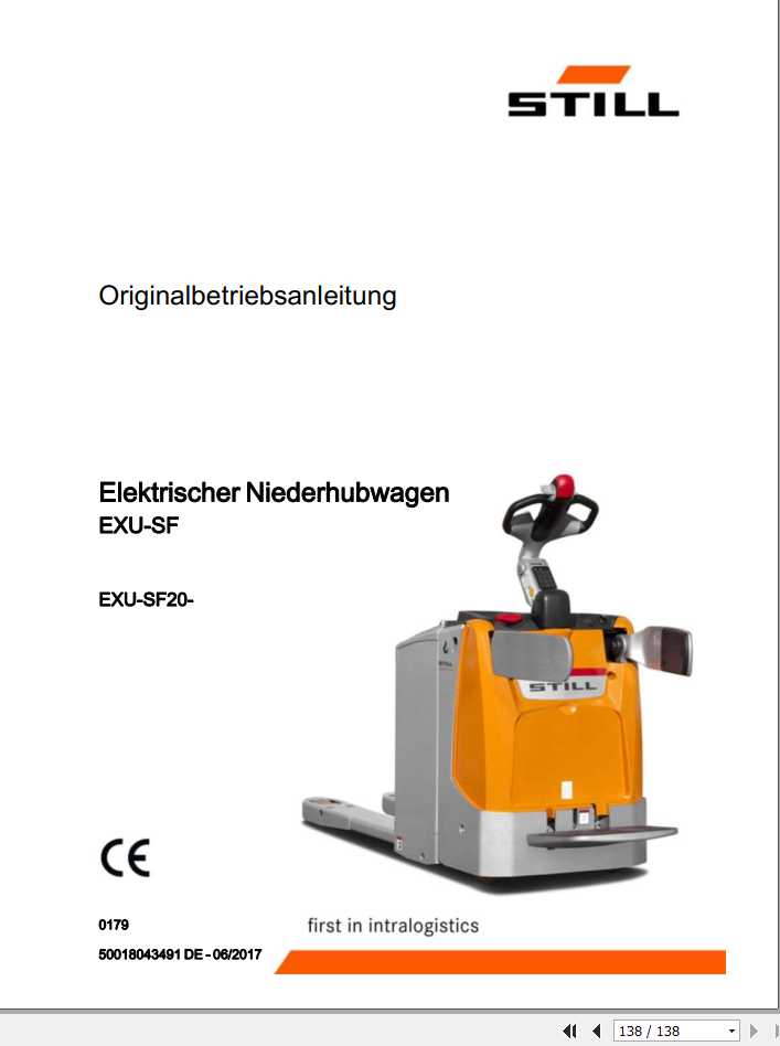 Still Electric Pallet Truck EXU SF 20 0179 Operating Manual DE 1