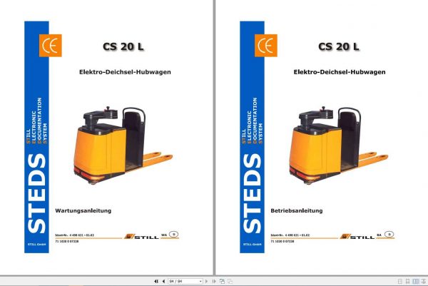 Still Electric Pedestrian Pallet Truck CS 20 L Operating Maintenance Manual DE 1