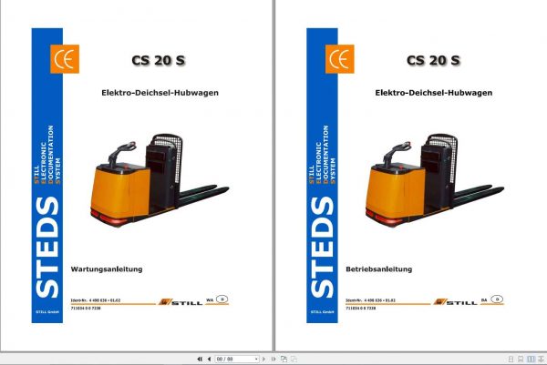 Still Electric Pedestrian Pallet Truck CS 20 S Operating Maintenance Manual DE 1