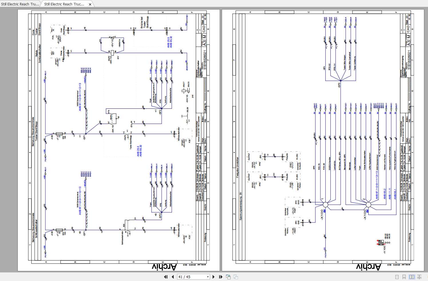 Still Electric Reach Trucks FM X FM X NG Schematic Diagrams DE 1