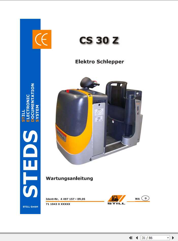 Still Electric Tractor CS 30 Z 1043 Operating Maintenance Manual DE 1