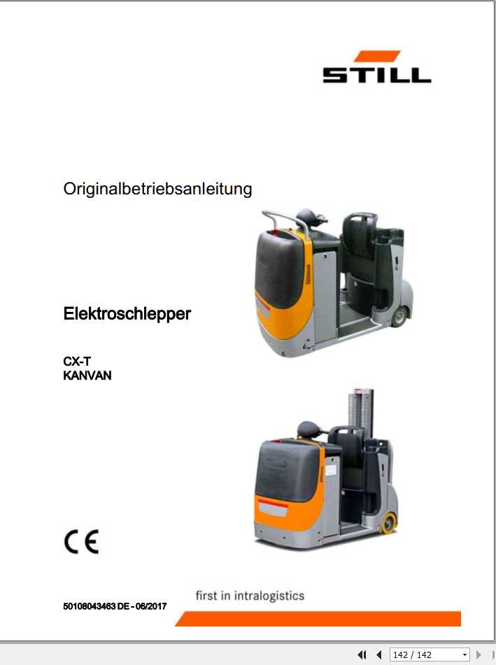 Still Electric Tractor CX T 1066 KANVAN 05 0110 1067 1068 User Manual DE 1