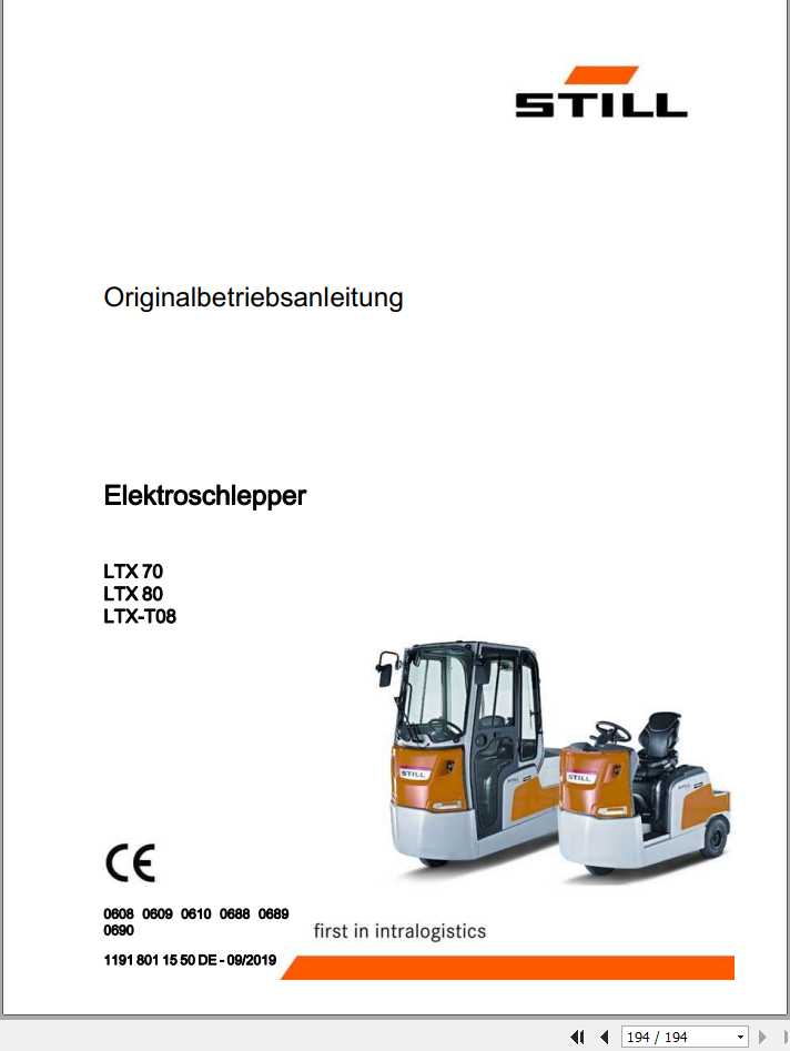 Still Electric Tractor LTX70 LTX80 LTX T08 0608 0610 0688 0690 Operating Manual DE 1