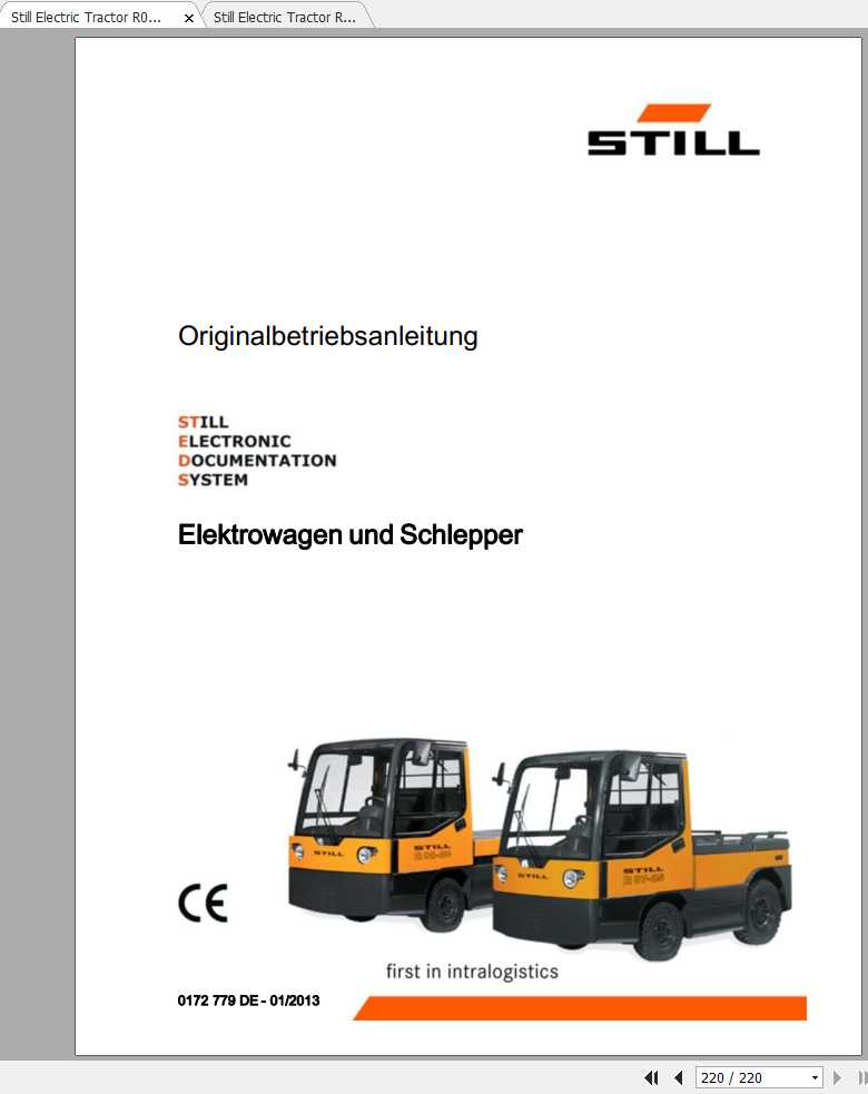 Still Electric Tractor R07 25 R08 20 0127 Operating Manual DE 1