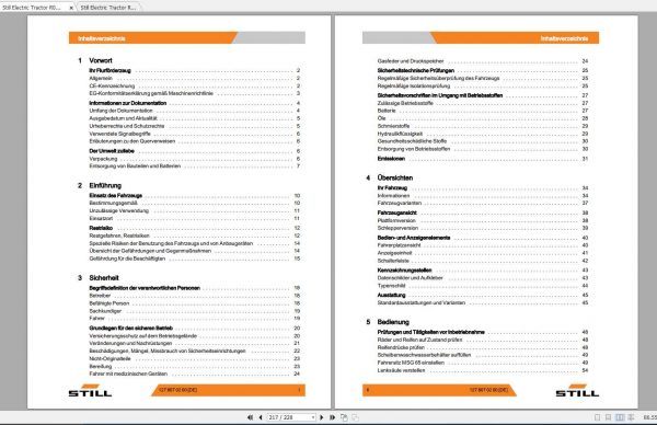 Still Electric Tractor R07 25 R08 20 0127 Operating Manual DE 2