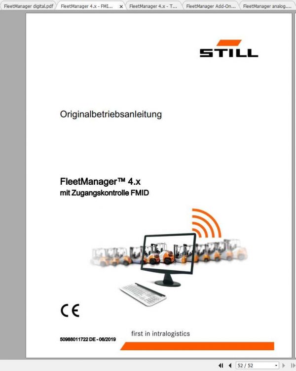 Still FleetManager System Operating Manuals DE 1