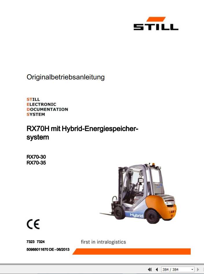 Still Forklift RX70 30 RX70 35 RX70H with Hydrid Energy Storage System User Manual DE 1
