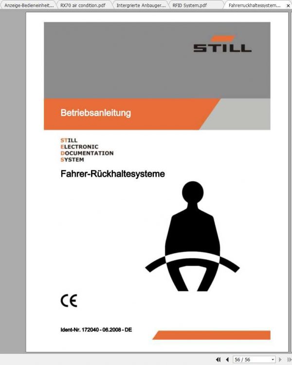 Still Forklift Supplement Operating Manuals DE 1