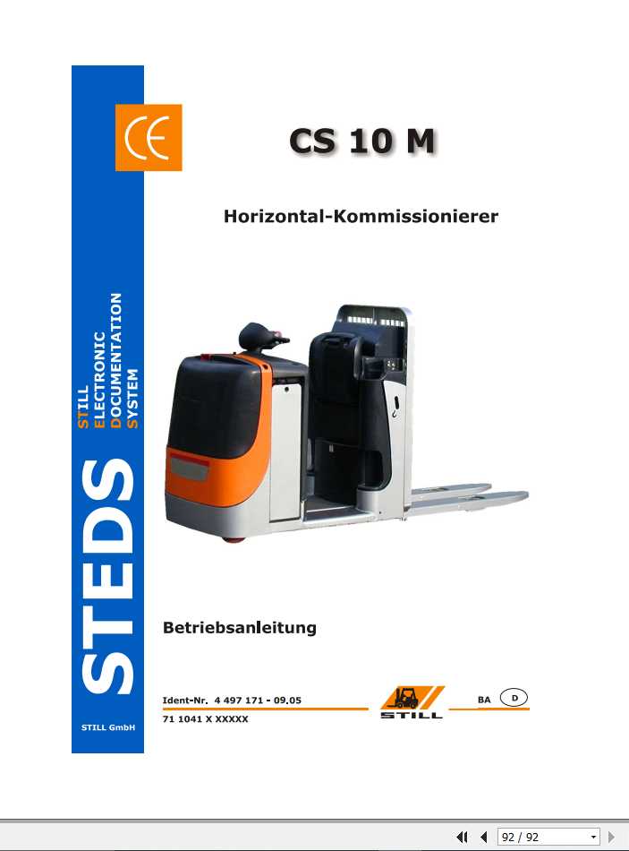 Still Horizontal Order Picker CS 10 M 1041 Operating Manual DE 1