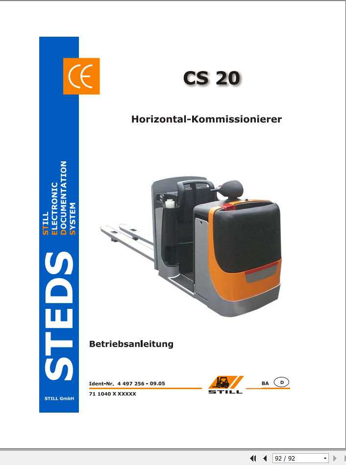 Still Horizontal Order Picker CS 20 1040 Operating Manual DE 1
