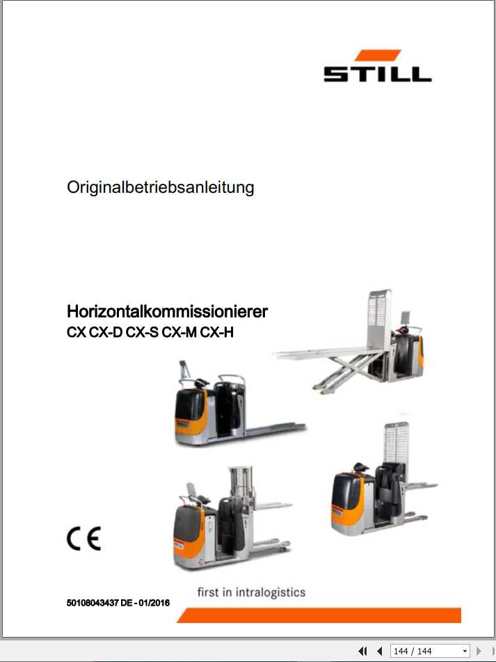 Still Horizontal Order Picker CX CXM CXS CXD CXH 1063 1064 1065 1069 1071 User Manual DE 1