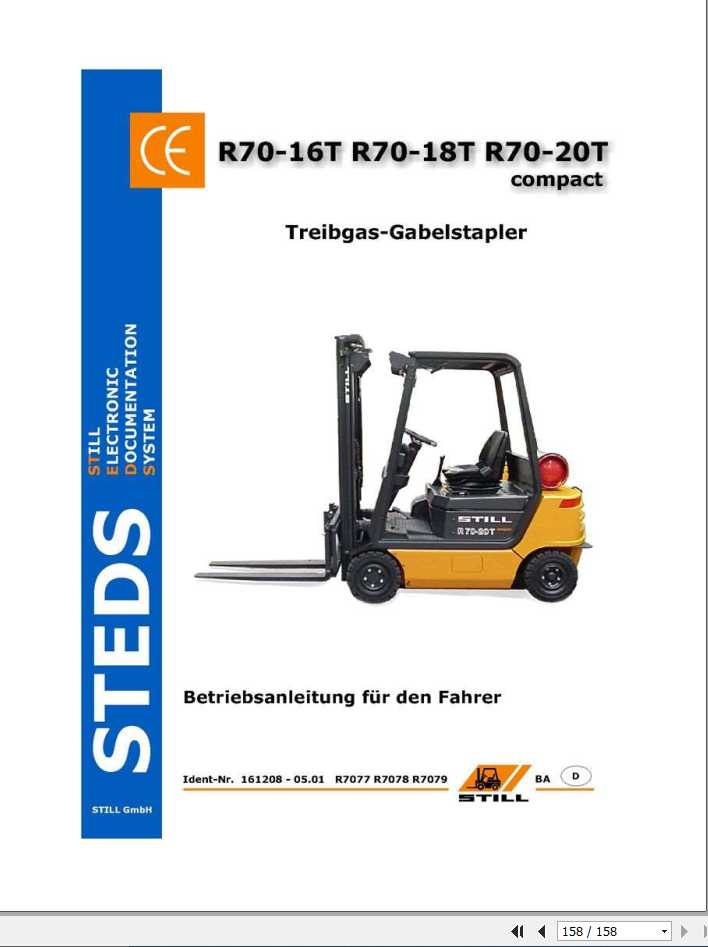 Still LPG Forklift R70 16T R70 18T R70 20T 7077 7079 User Manual DE 1