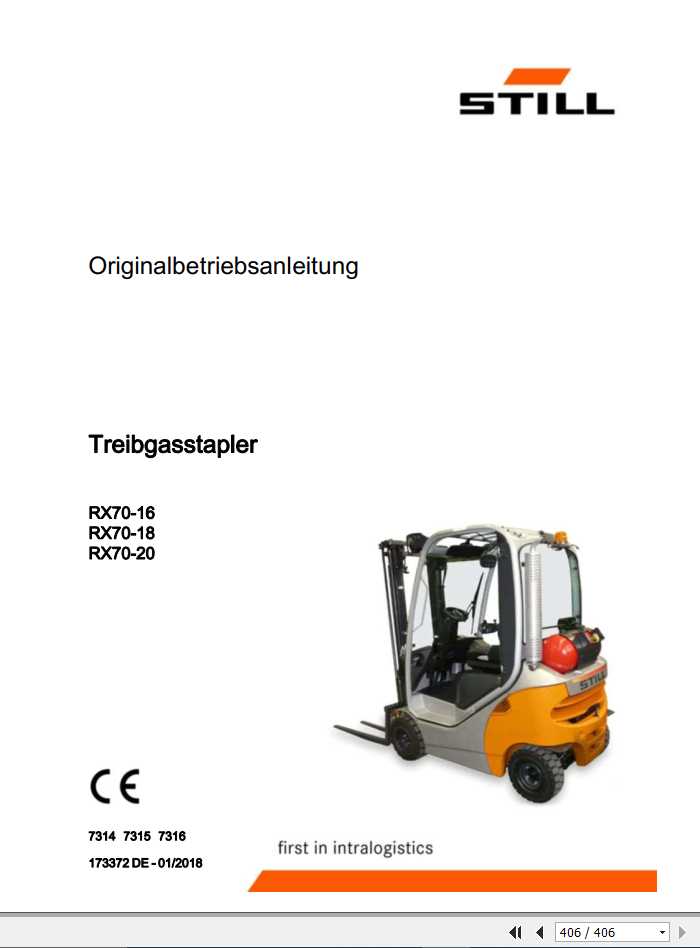 Still LPG Forklift RX70 16 RX70 18 RX70 20 7314 7316 User Manual DE 1