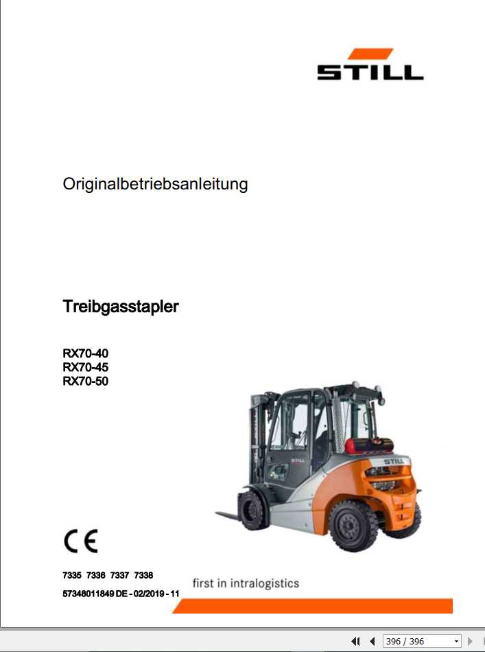Still LPG Forklift RX70 40 RX70 45 RX70 50 7335 7338 User Manual DE 1