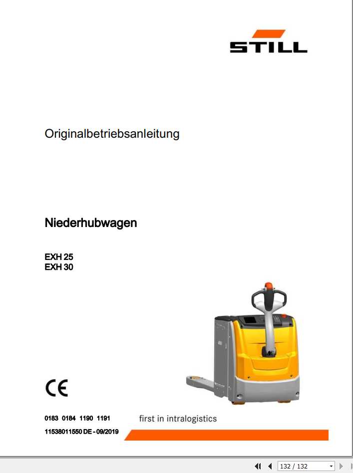 Still Low Lift Truck EXH 25 30 EXH SF 20 25 Operating Manual DE 1