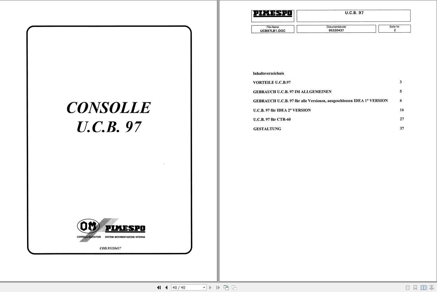 Still OM Pimespo CONSOLLE UCB97 Workshop Manual DE 1