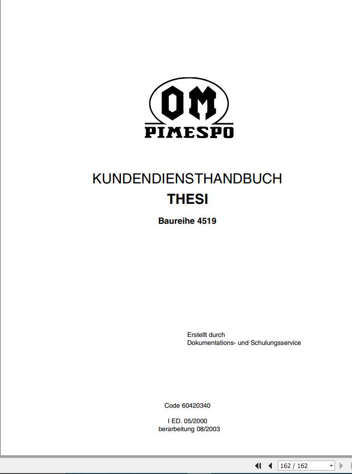 Still OM Pimespo Electric Reach Truck THESI 4519 Customer Service Manual DE 1