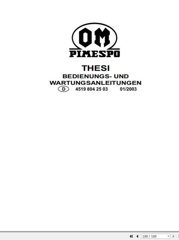 Still OM Pimespo Electric Reach Truck THESI Use Maintenance Manual DE 1