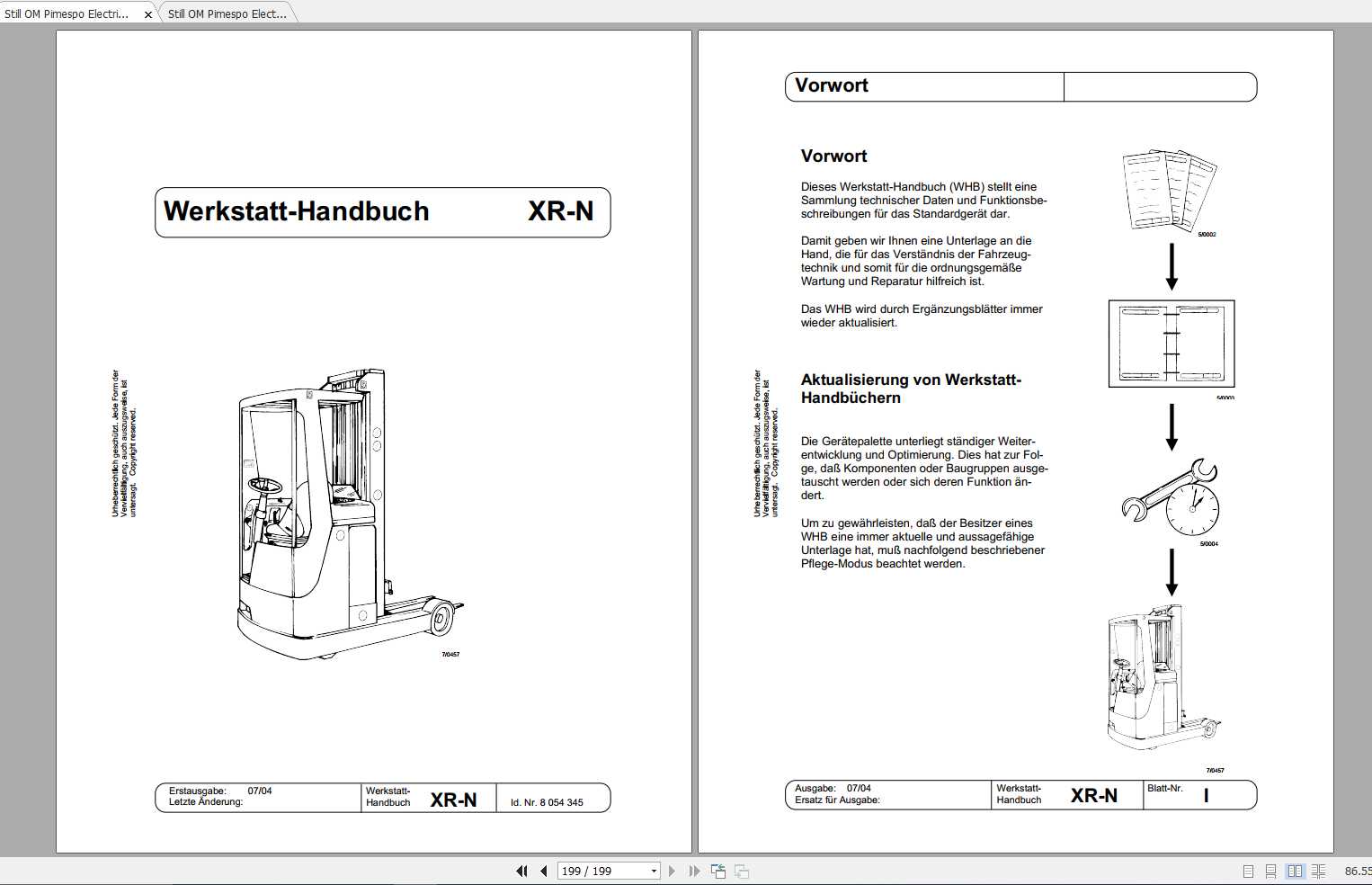 Still OM Pimespo Electric Reach Truck XR N Workshop Manual DE 1