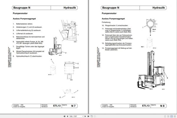 Still OM Pimespo Electric Side Loader Forklift ETL13 Workshop Manual DE 3