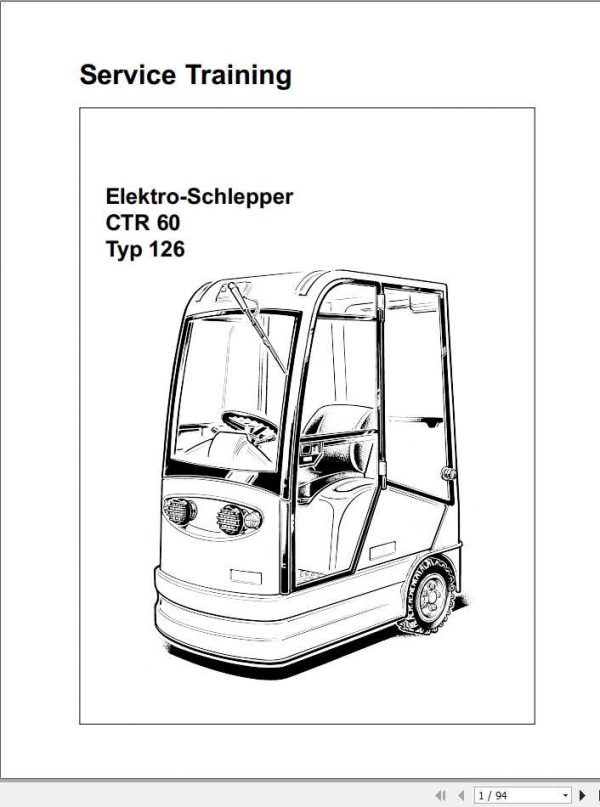 Still OM Pimespo Electric Tow Tractor CTR 60 Typ 126 Service Training DE 1