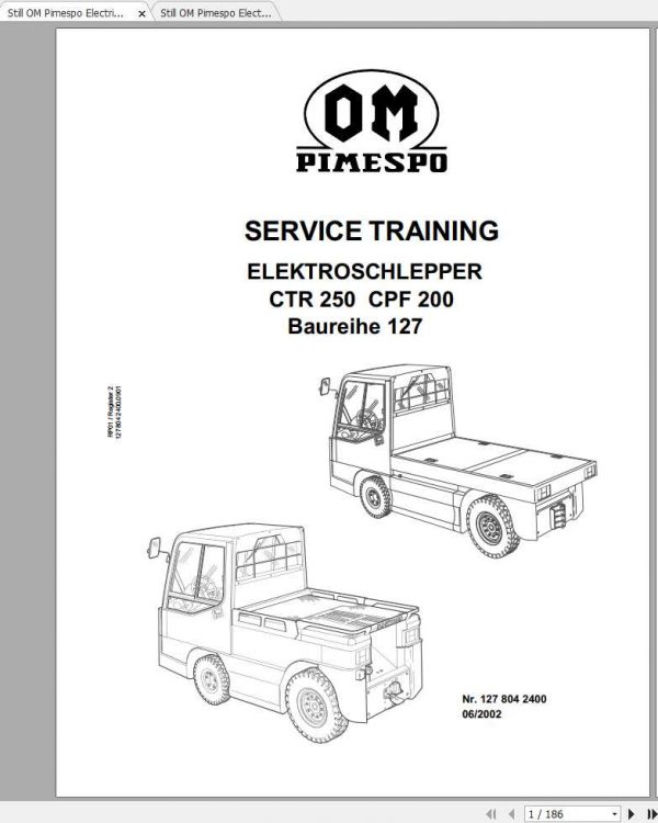 Still OM Pimespo Electric Tow Tractor CTR250 CPF200 Workshop Manual Service Training DE 1