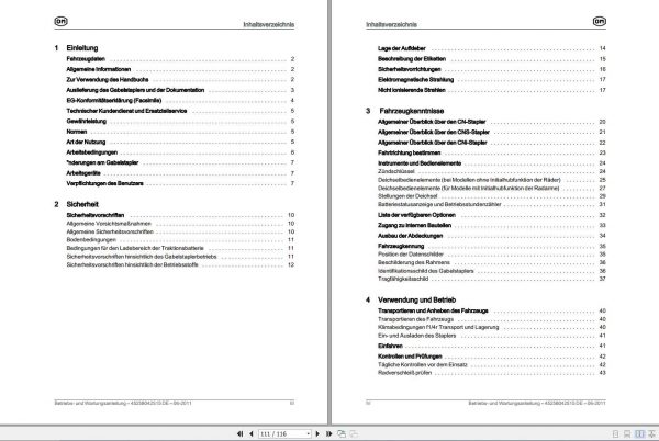 Still OM Pimespo Forklift CN CNi CNS Use Maintenance Manual DE 2