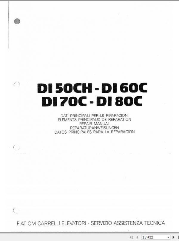 Still OM Pimespo Forklift DI50CH DI60C DI70C DI80C 4143 4157 4142 Repair Manual 1