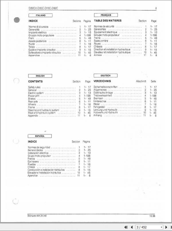 Still OM Pimespo Forklift DI50CH DI60C DI70C DI80C 4143 4157 4142 Repair Manual 2