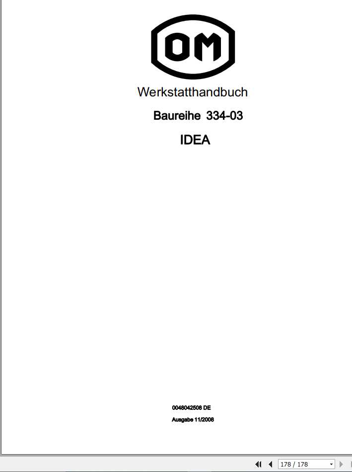 Still OM Pimespo Forklift IDEA Series 334 03 Workshop Manual DE 1