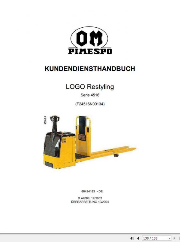 Still OM Pimespo Forklift LOGO Restyling Series 4516 Service Manual DE 1