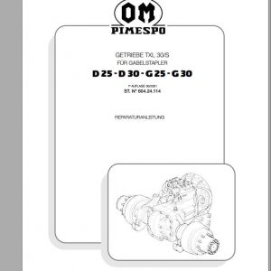 Still OM Pimespo Forklift Transmission TXL30 S Repair Manuals DE 1