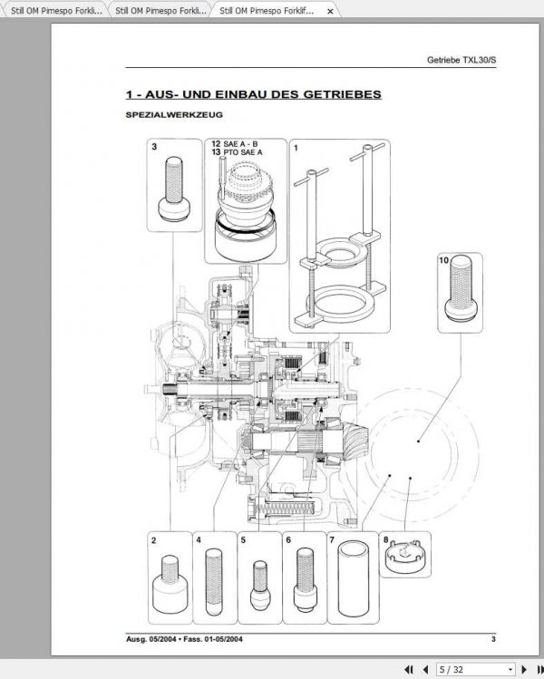 Still OM Pimespo Forklift Transmission TXL30 S Repair Manuals DE 3
