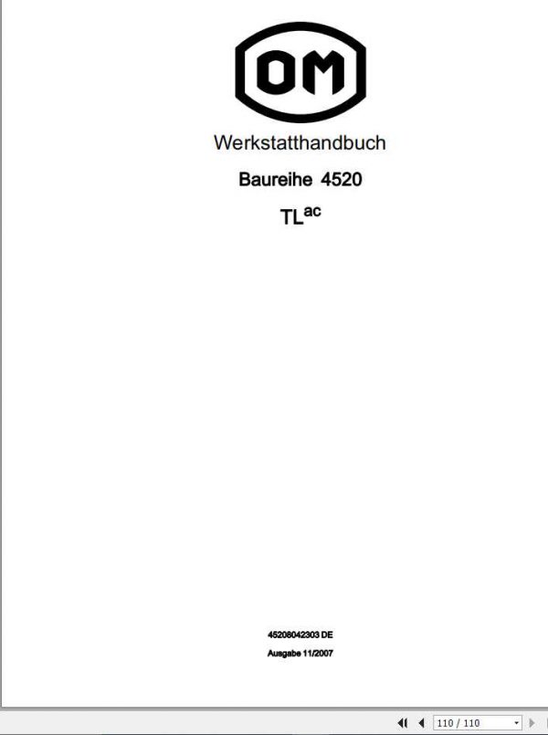 Still OM Pimespo Forklift Truck TLac Series 4520 Workshop Manual DE 1