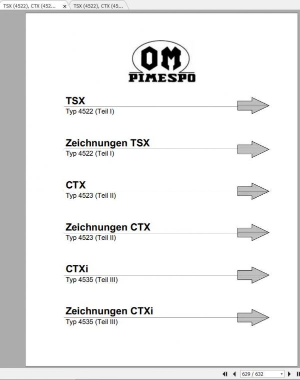Still OM Pimespo Forklift Truck TSX 4522 CTX 4523 CTXi 4535 Service Manual DE 2