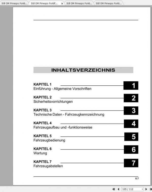 Still OM Pimespo Forklift XD25 XD30 Use Maintenance Instructions DE 2
