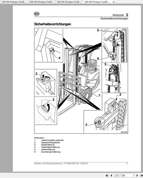 Still OM Pimespo Forklift XD25 XD30 Use Maintenance Instructions DE 3