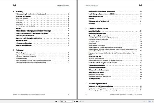 Still OM Pimespo Forklift XLOGO1 XLOGO2 Use Maintenance Instructions DE 2