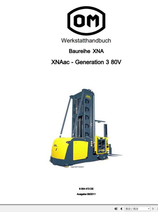 Still OM Pimespo Forklift XNAac Generation 3 80V Workshop Manual DE 1