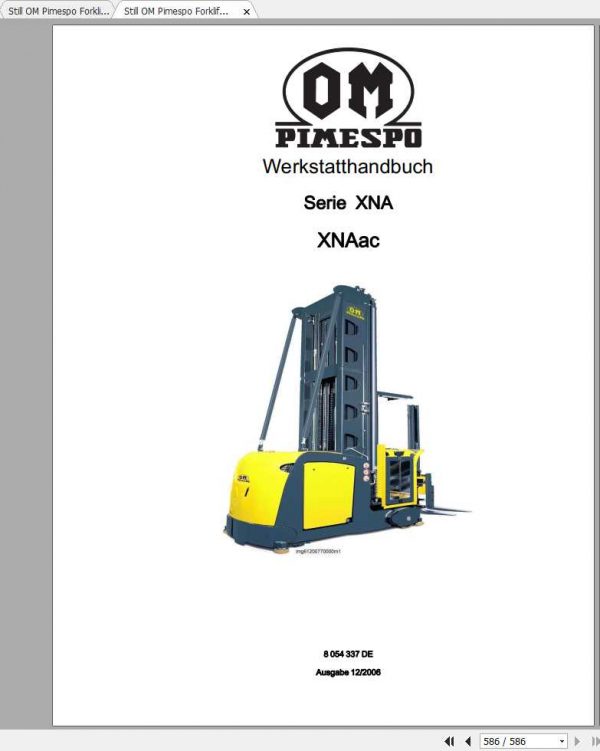 Still OM Pimespo Forklift XNAac X301 Workshop Manual DE 1