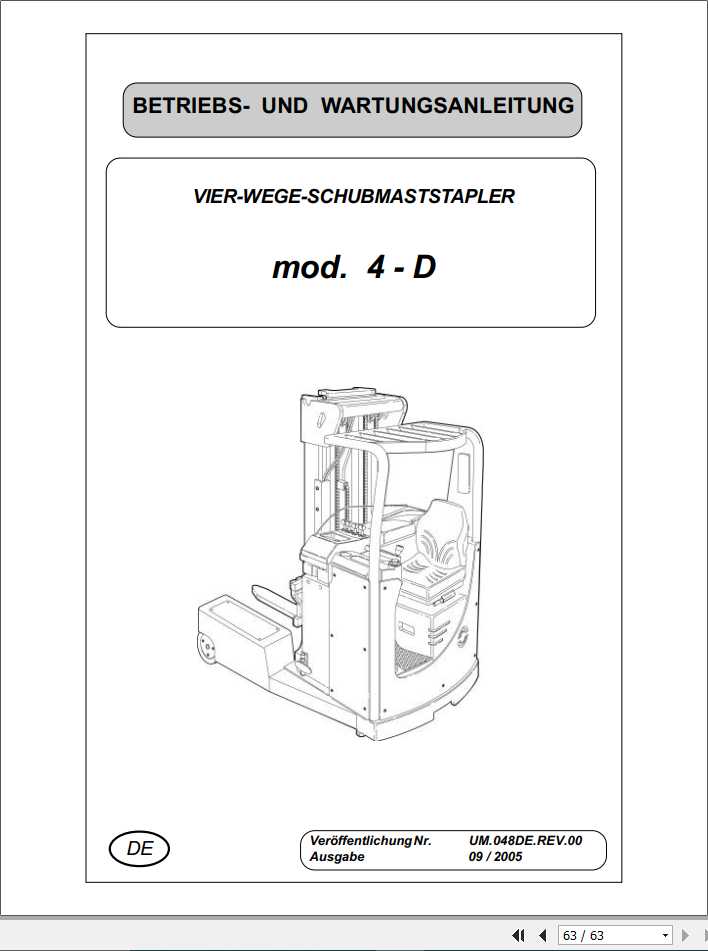 Still OM Pimespo Four Way Reach Truck mod. 4 D Use Maintenance Manual DE 1